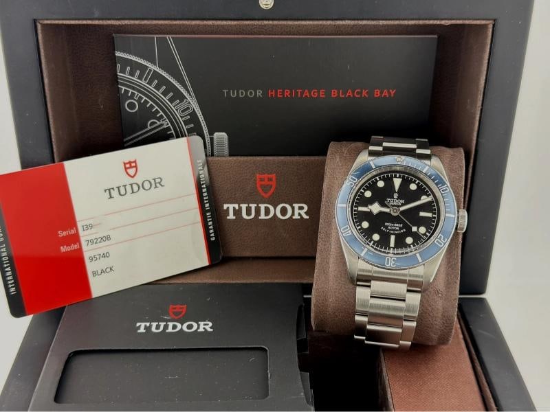 Tudor Black Bay Heritage 79220B 41mm Blue Bezel Black Dial Steel Box Paper: Condition: Pre-owned - Good,Bezel Color: Blue,Year Manufactured: 2010-2019,Band/Strap: Bracelet,Case Color: Silver,Department: Men,Watch Shape: Round,Style: Casual, Classic, Dress/Formal, Luxury, Spor