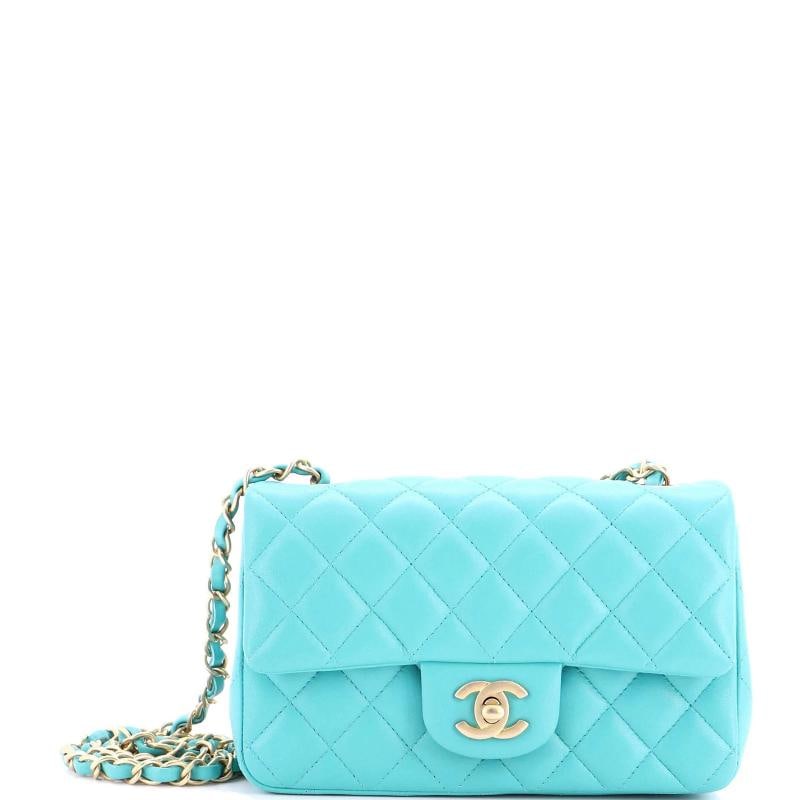 Chanel Classic Single Flap Bag Quilted Lambskin Mini: Condition: Pre-owned - Excellent,Brand: Chanel,Exterior Material: Leather,Style: Cross Body Bags,Exterior Color: Green,Department: Women,Size: Mini,Accessories: Authenticity Card