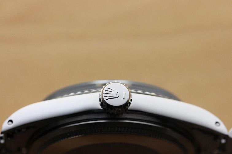 MENS ROLEX DATEJUST 1601 18K WHITE GOLD STAINLESS STEEL BLACK DIAMOND DIAL WATCH - 8