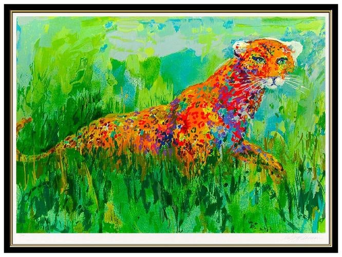 LeRoy Neiman Large Color Serigraph Big Cat Prowling Leopard Hand Signed Animal - 3
