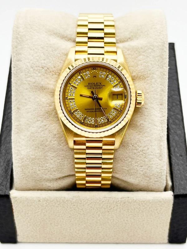 Rolex Ladies President Datejust 69178 Diamond String Dial 18K Yellow Gold - 2