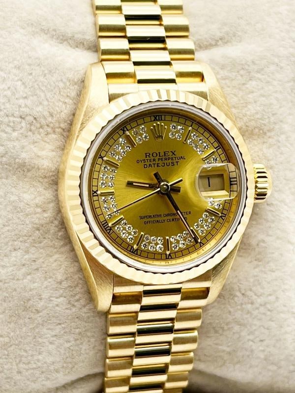 Rolex Ladies President Datejust 69178 Diamond String Dial 18K Yellow Gold - 4