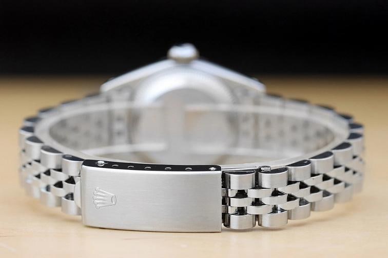 ROLEX LADIES DATEJUST 69174 BLUE DIAMOND DIAL 18K WHITE GOLD BEZEL STEEL WATCH - 6