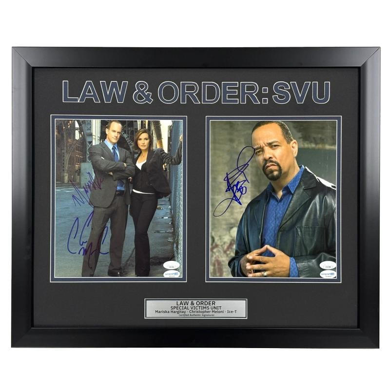 Law and Order SVU Signed 8x10 Photos Framed Autographed Ice-T Hargitay Meloni: Country of Origin: United States,Personalize: No,Industry: Television,Signed by: Mariska Hargitay Christopher Meloni Ice - T,Signed: Yes,Autograph Authentication: James Spence (JSA),Object Type: Photo