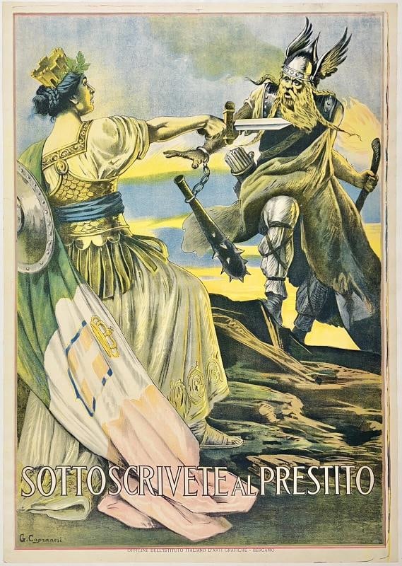 Original Vintage Poster SOTTOSCRIVETE AL PRESTITO Italian World War WWI Italy OL (1 of 4)
