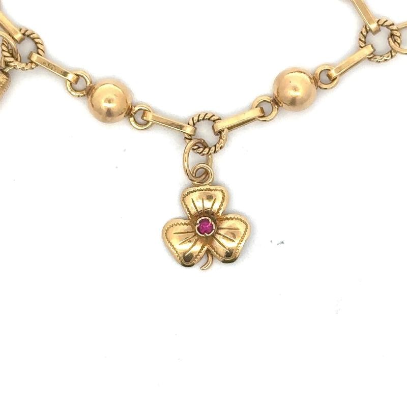 Vintage Charm Bracelet In 18K Yellow Gold - 8