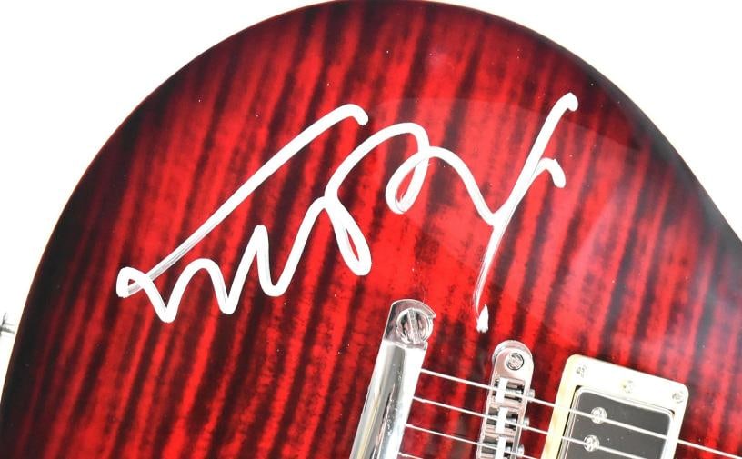 Michael J. Fox Autographed Back to the Future Grote Guitar #2-Beckett W Hologram - 2