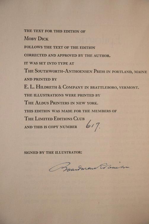 Moby Dick or The Whale by Herman Melville / Limited Signed Limited Editions Club - 13