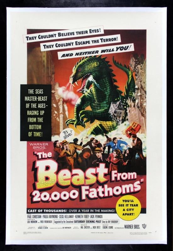 BEAST FROM 20000 FATHOMS CineMasterpieces SEA MONSTER DINOSAUR MOVIE POSTER 1953: Object Type: Poster,Original/Reproduction: Original,Industry: Movies,Country of Origin: United States 