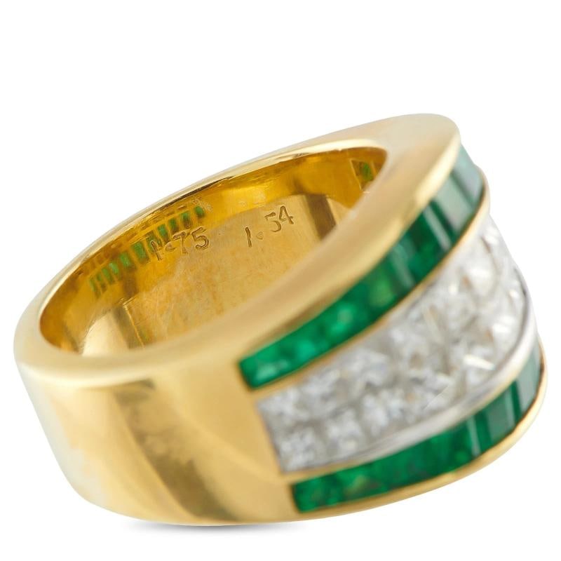 Quad 18K Yellow Gold 1.75ct Diamond and Emerald Ring QU08-122425 - 4