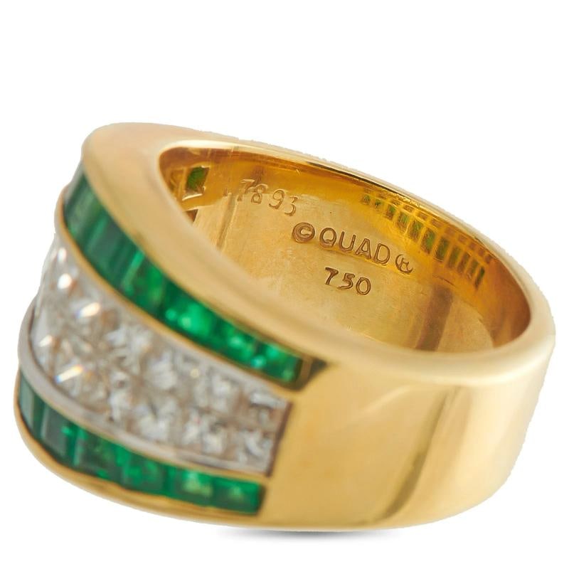 Quad 18K Yellow Gold 1.75ct Diamond and Emerald Ring QU08-122425 - 5