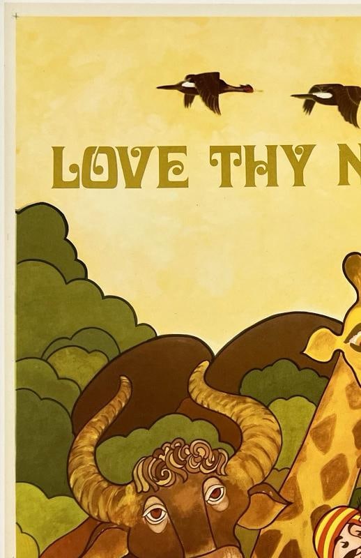 Original Vintage Poster AIR INDIA LOVE THY NEIGHBOUR Airline Travel Tourism OL - 2