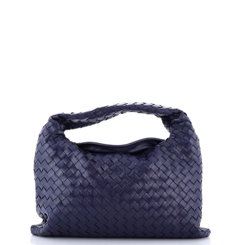 Bottega Veneta Hop Hobo Intrecciato Leather Small: Condition: Pre-owned - Excellent,Brand: Bottega Veneta,Exterior Material: Leather,Style: Hobos,Exterior Color: Blue,Department: Women,Size: Small,Accessories: Dust Bag 