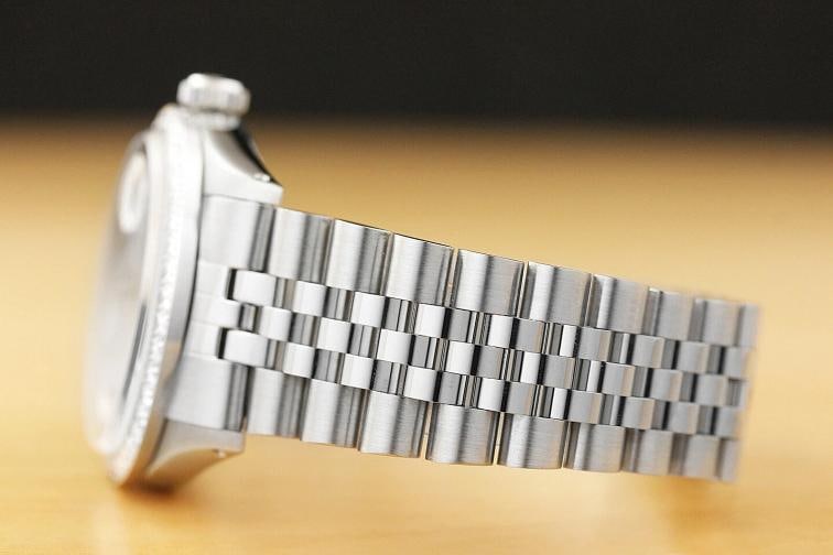 MENS ROLEX DATEJUST SILVER DIAL 18K WHITE GOLD DIAMOND BEZEL & STEEL WATCH - 5