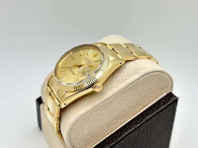 Rolex Date 15037 34mm Champagne Dial 14K Yellow Gold Box Papers - 5