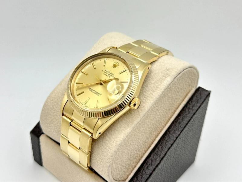 Rolex Date 15037 34mm Champagne Dial 14K Yellow Gold Box Papers - 6
