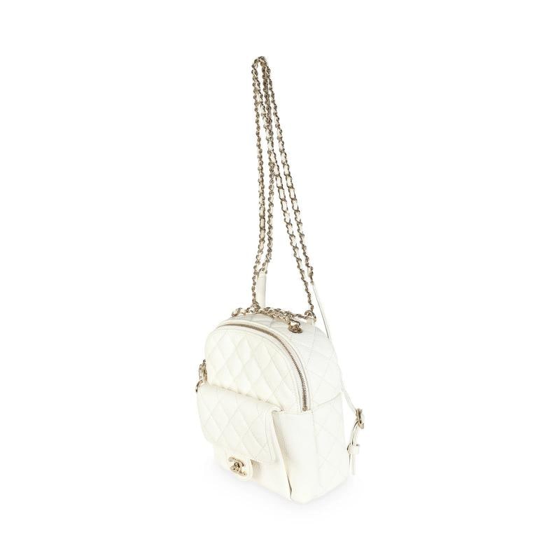 Chanel White Quilted Caviar Small CC Day Backpack Handbag - 4