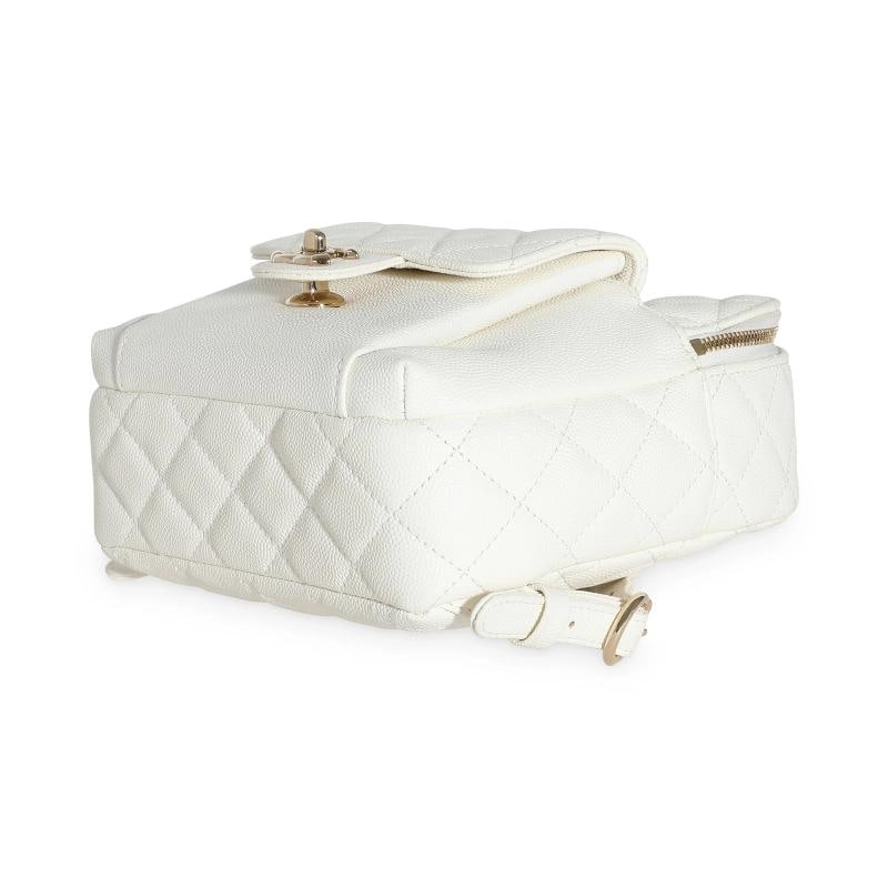 Chanel White Quilted Caviar Small CC Day Backpack Handbag - 7