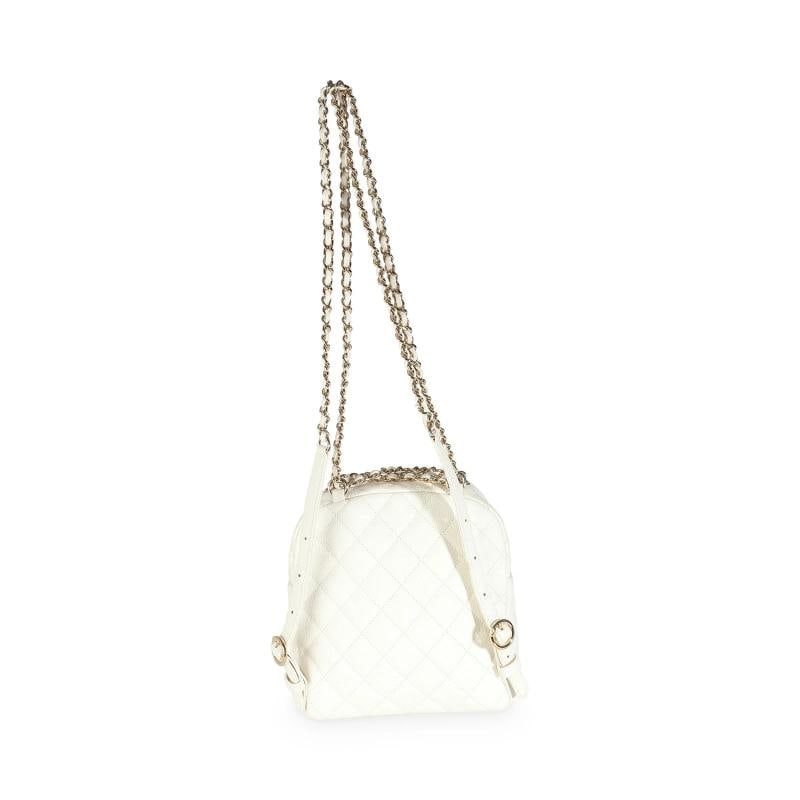 Chanel White Quilted Caviar Small CC Day Backpack Handbag - 9