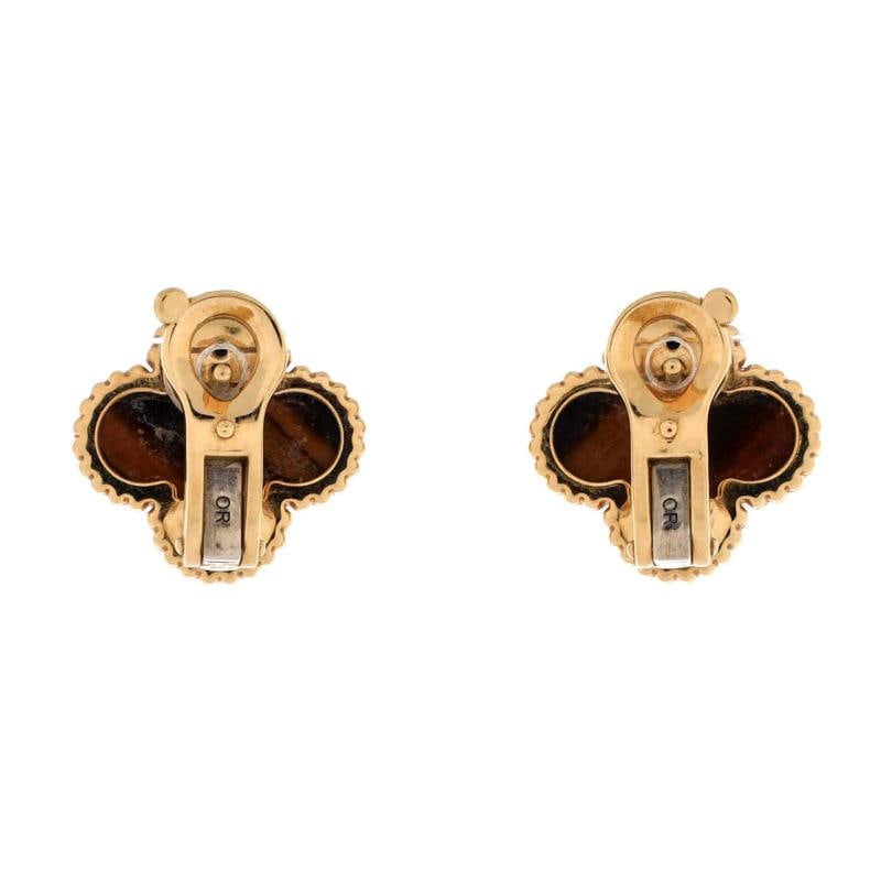 Van Cleef & Arpels Vintage Alhambra Earrings 18K Yellow Gold and Tiger Eye - 3