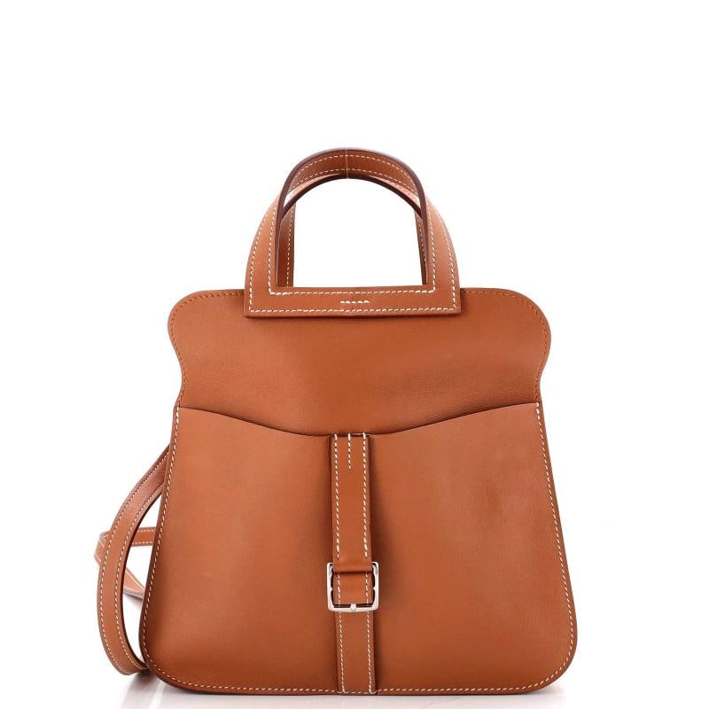 Hermes Halzan Bag Swift 22: Condition: Pre-owned - Excellent,Brand: Hermes,Exterior Material: Leather,Style: Shoulder Bags,Exterior Color: Brown,Department: Women,Size: 22,Accessories: Dust Bag, With Strap Condition: Great. Exte