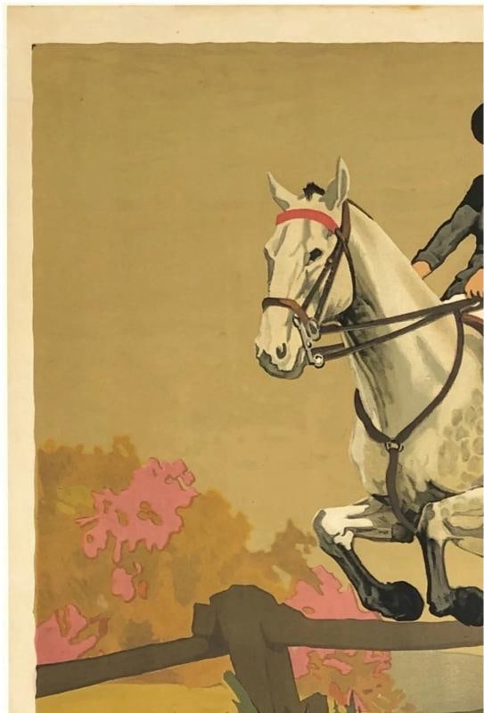 Original Vintage Poster THE HUNT ALONG THE NORTH SHORE LINE Deco Rail Travel OL - 2