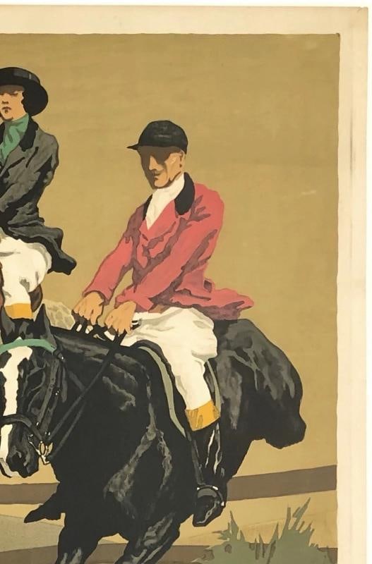 Original Vintage Poster THE HUNT ALONG THE NORTH SHORE LINE Deco Rail Travel OL - 3