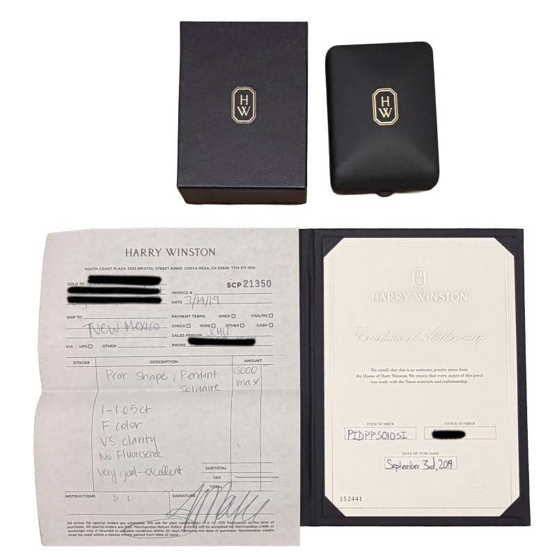 Harry Winston Platinum Diamond Solitaire Pendant - 4