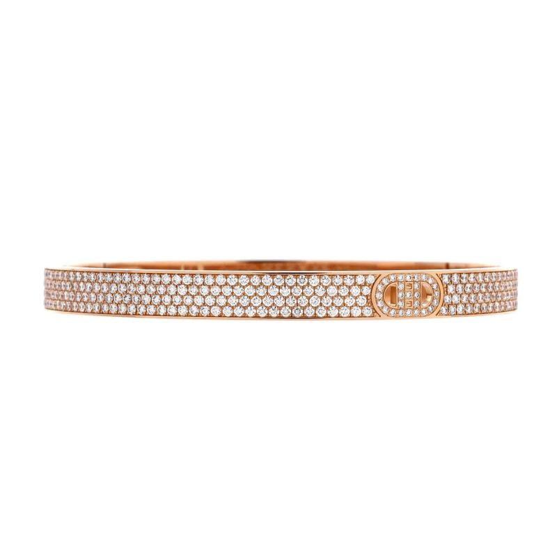 Hermes H d'Ancre Bracelet 18K Rose Gold with Full Pave Diamonds (1 of 3)