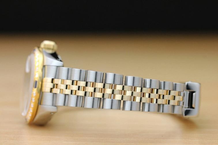 LADIES ROLEX DATEJUST 69173 CHAMPAGNE FACTORY DIAMOND 18K GOLD SAPPHIRE SS WATCH - 5