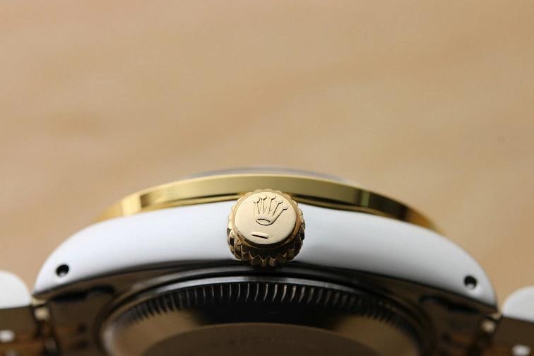 LADIES ROLEX DATEJUST 69173 CHAMPAGNE FACTORY DIAMOND 18K GOLD SAPPHIRE SS WATCH - 7