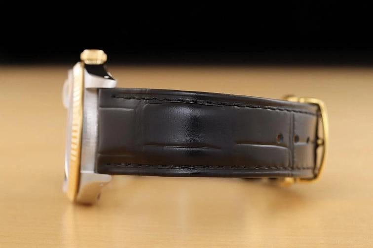 ROLEX MENS DATEJUST 16233 ICE BLUE 18K GOLD STEEL WATCH w BLACK LEATHER BAND - 5