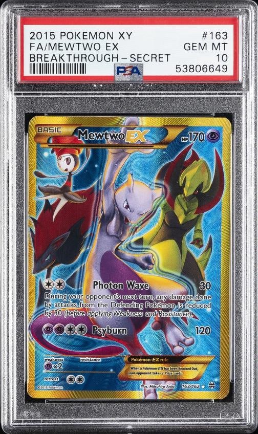 2015 POKEMON XY BREAKTHROUGH SECRET 163 FULL ARTMEWTWO EX PSA 10 (1 of 2)