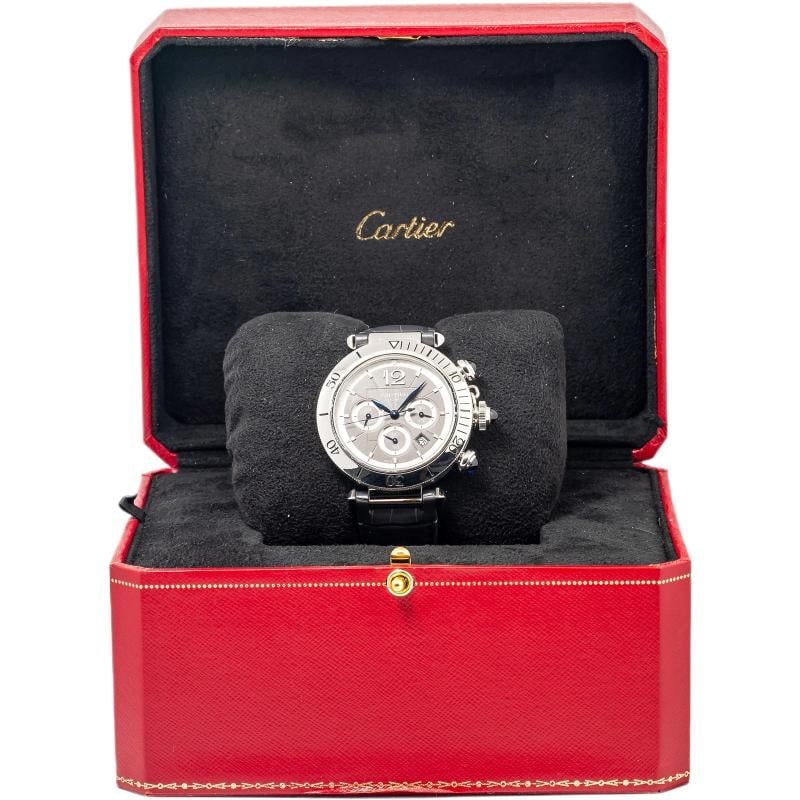Cartier Pasha Chronograph 4363 WSPA0027 MINT Stainless Grey Dial Auto Mens 41mm - 6