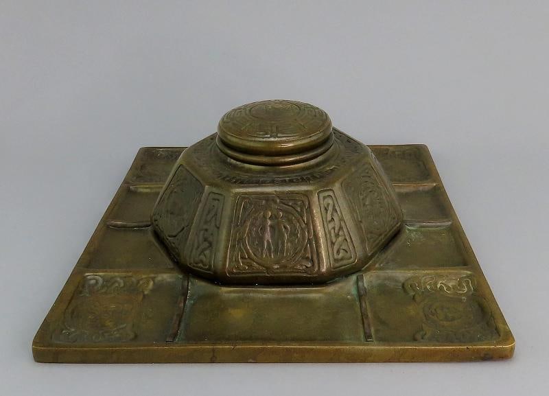 Fabulous Tiffany Studios Largest Zodiac 1073 Inkwell Desk Tray 10 34 x 9 34: Measurements 9 34 inches by 10 34 inches and 3 34 inches tall Condition Used An item that has been used previously See the seller‚„s listing for full details and description of any