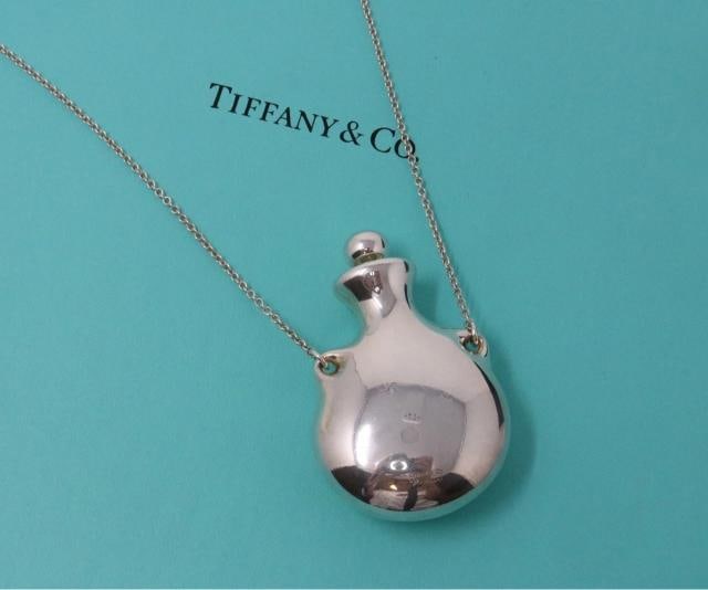 Tiffany Co Large Silver Perfume Bottle Long Pendant Necklace 925 - 7