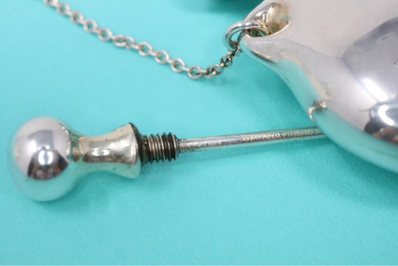 Tiffany Co Large Silver Perfume Bottle Long Pendant Necklace 925 - 9