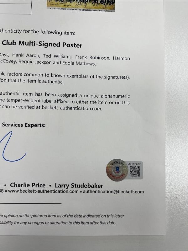 Beautiful 500 Home Run Club Signed Large Photo Mickey Mantle Ted Williams BAS - 5