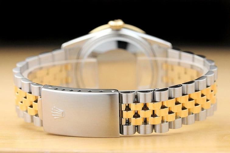 ROLEX MENS DATEJUST 16013 FACTORY DIAL 20 CT DIAMOND BEZEL 18K GOLD SS WATCH - 6