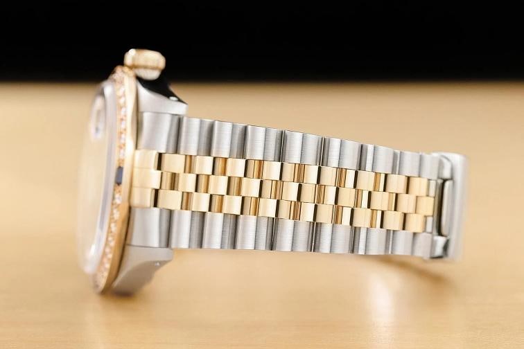 ROLEX DATEJUST 16233 BLUE VIGNETTE FACTORY DIAMOND SAPPHIRE 18K GOLD STEEL WATCH - 5