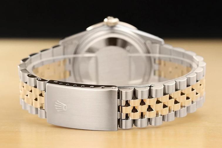 ROLEX DATEJUST 16233 BLUE VIGNETTE FACTORY DIAMOND SAPPHIRE 18K GOLD STEEL WATCH - 6