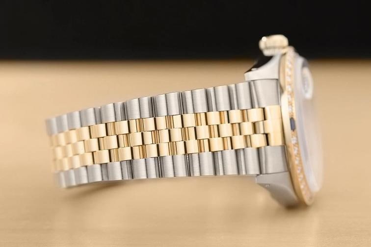 ROLEX DATEJUST 16233 BLUE VIGNETTE FACTORY DIAMOND SAPPHIRE 18K GOLD STEEL WATCH - 8