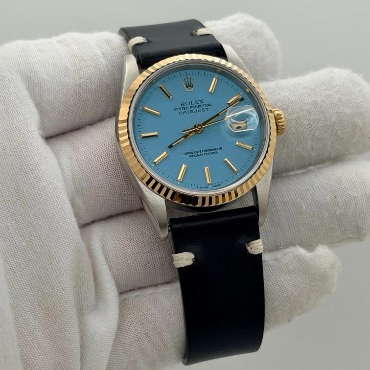 Rolex Datejust 16233 36mm Aqua Blue Dial 18k Yellow Gold Stainless Steel - 11