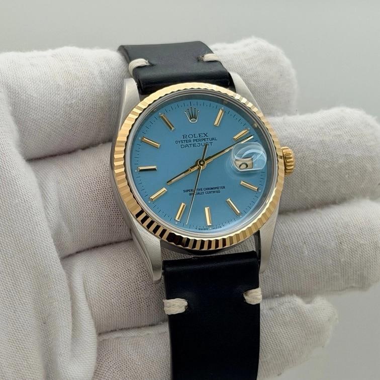 Rolex Datejust 16233 36mm Aqua Blue Dial 18k Yellow Gold Stainless Steel - 12