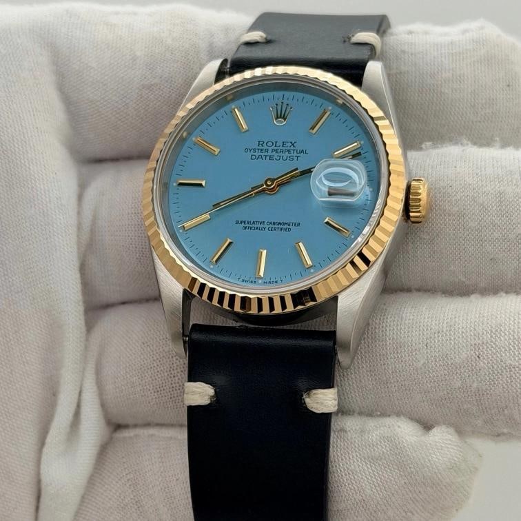 Rolex Datejust 16233 36mm Aqua Blue Dial 18k Yellow Gold Stainless Steel - 13