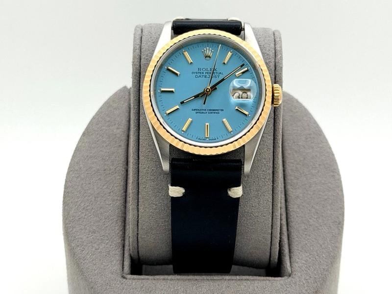Rolex Datejust 16233 36mm Aqua Blue Dial 18k Yellow Gold Stainless Steel - 3