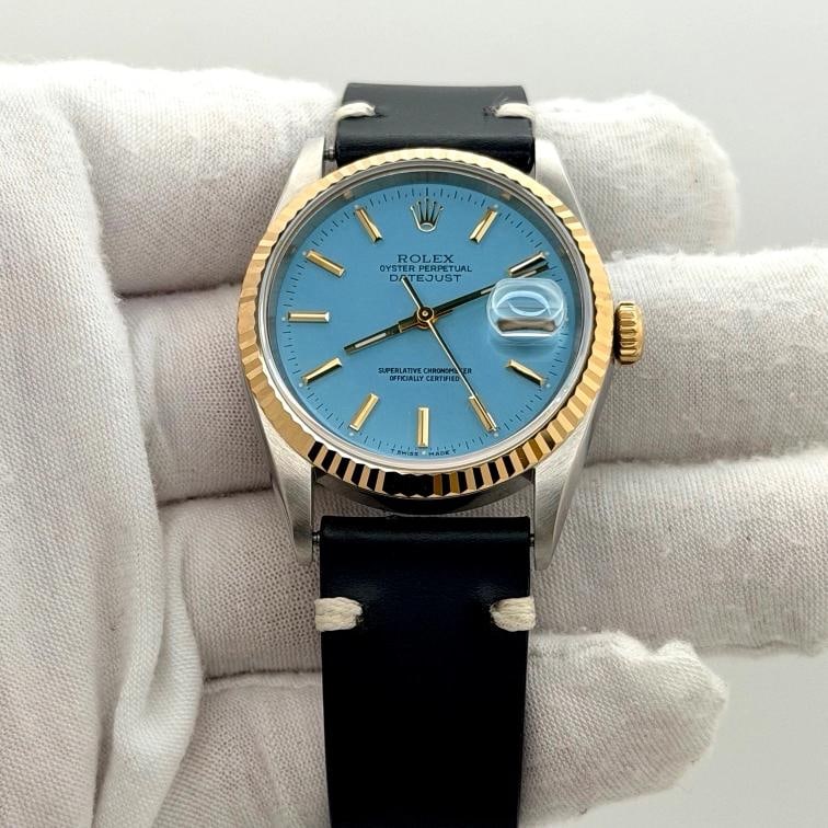 Rolex Datejust 16233 36mm Aqua Blue Dial 18k Yellow Gold Stainless Steel - 5