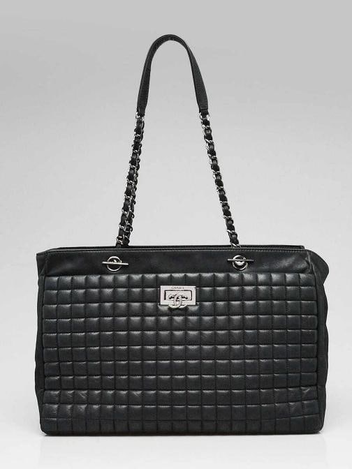 Chanel Black Bubble Quilt Iridescent Calfskin Leather CC Lock Tote Bag (1 of 12)