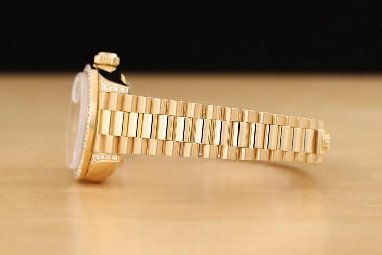 ROLEX LADIES PRESIDENT 69158 18K GOLD GRAY ARABIC FACTORY MYRIAD DIAMOND WATCH - 5