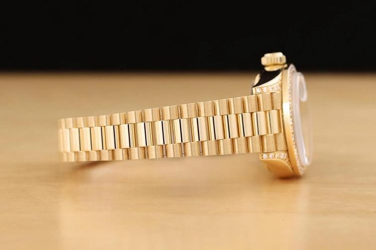 ROLEX LADIES PRESIDENT 69158 18K GOLD GRAY ARABIC FACTORY MYRIAD DIAMOND WATCH - 9